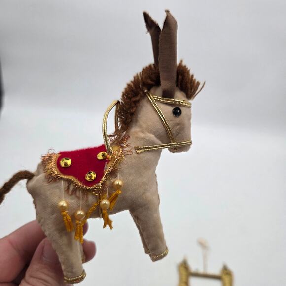 LOT 5 Vintage 60s Christmas Kitschy Quirky Cloth Saint Nicolas Goldfish Donkey - Picture 5 of 9